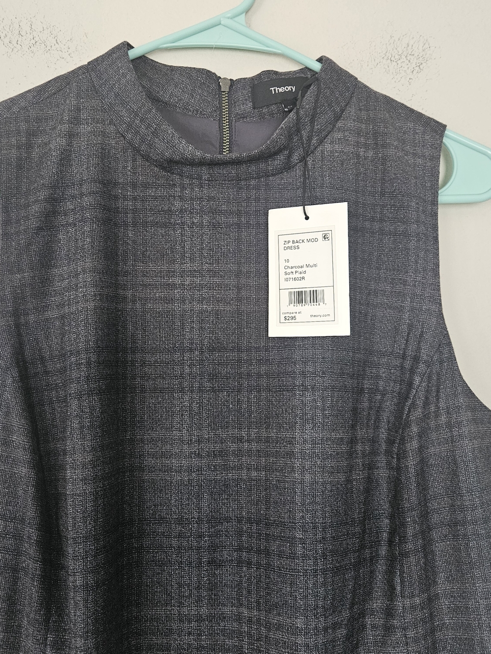 NWT Theory Back Zip Mod Dress Soft Plaid Size 10 - Picture 5 of 9